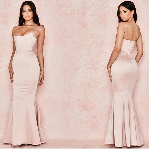 House of CB Dresses & Skirts - House of CB Blush ‘Malika’ Pale Blush Strapless Corset MINI Dress NWOT